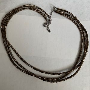 SILPADA bronze metallic glass bead 3-strand Necklace